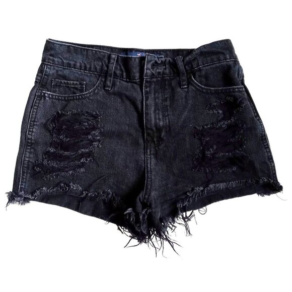 Hollister High Rise Boyfriend Destroyed Distressed Frayed Hem Size 1 Waist 25 - Picture 1 of 16